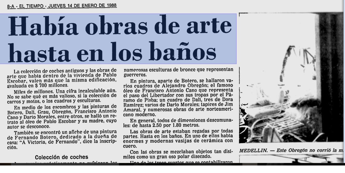 El Tiempo, enero 15 de 1988. Portada.